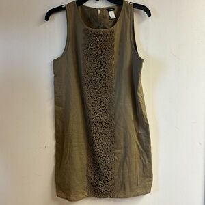 J Crew Garden Lace Embroidered Midi Dress 100% cotton khaki color size XS